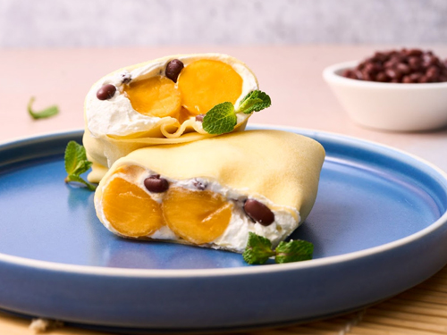 芒果红豆生奶油薄饼卷